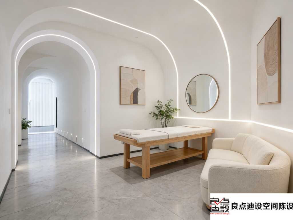 　被她家弧形灯带美到失眠!这家美容院装修软装设计是懂高级感的!